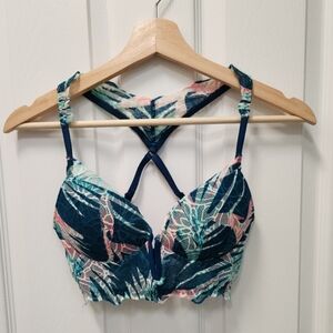 Victorias Secret PINK Date Push-Up Bra XSl Lace Racerback Tropical Teal NWOT